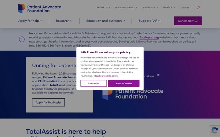Screenshot of panfoundation.org