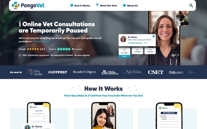 Screenshot of pangovet.com