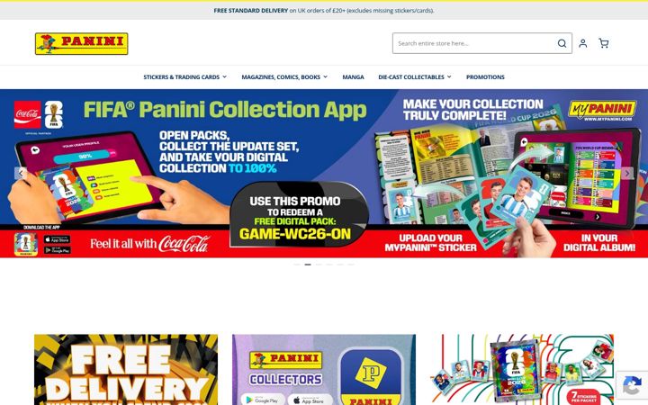 Screenshot of panini.co.uk