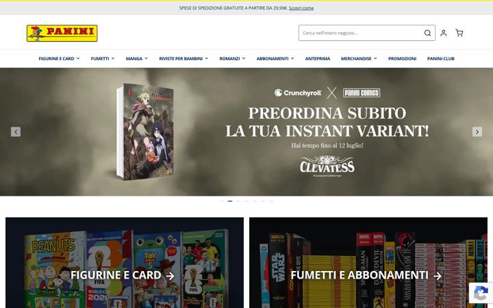 Screenshot of panini.it
