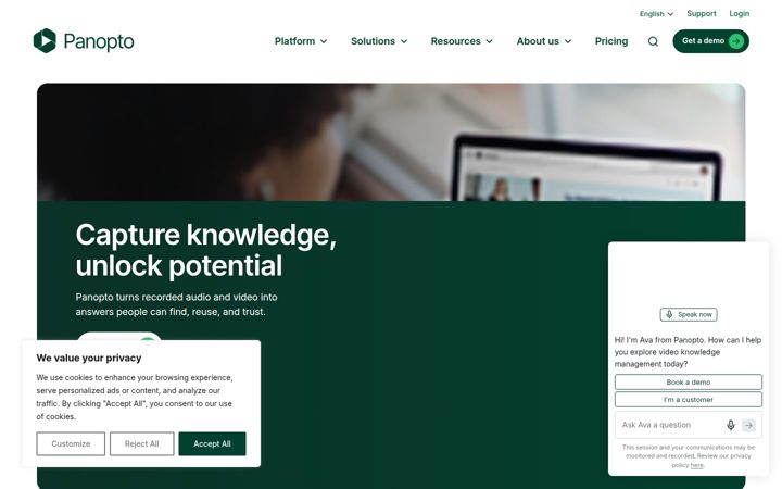 Screenshot of panopto.eu