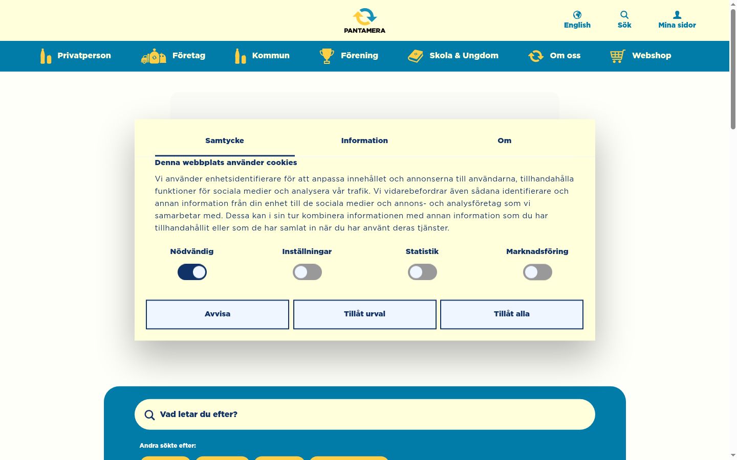 Screenshot of the consent banner shown before any interaction