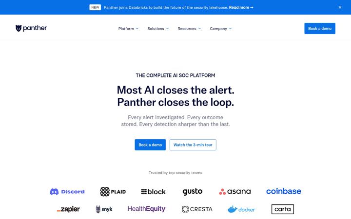 Screenshot of panther.com