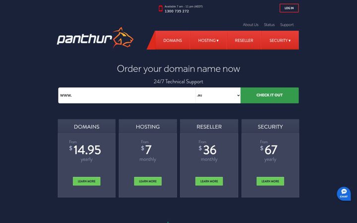 Screenshot stránky panthur.com