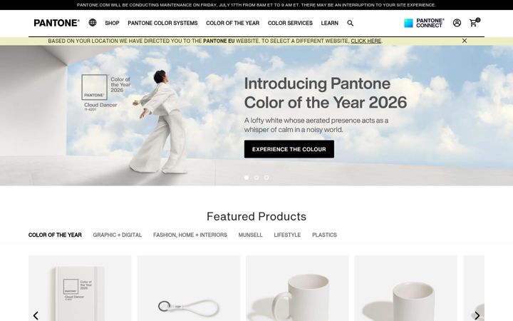 Screenshot of pantone.com