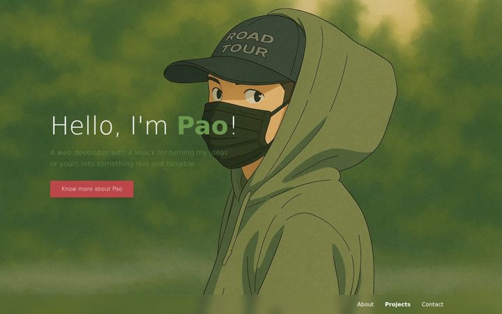 Screenshot van paodayag.dev