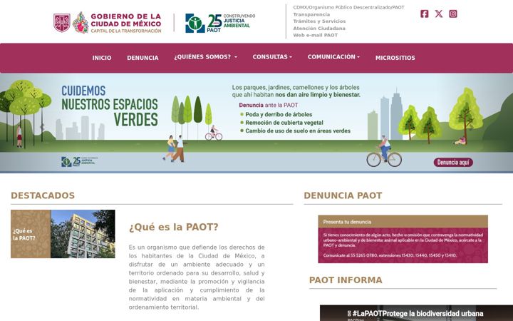 Screenshot of paot.org.mx