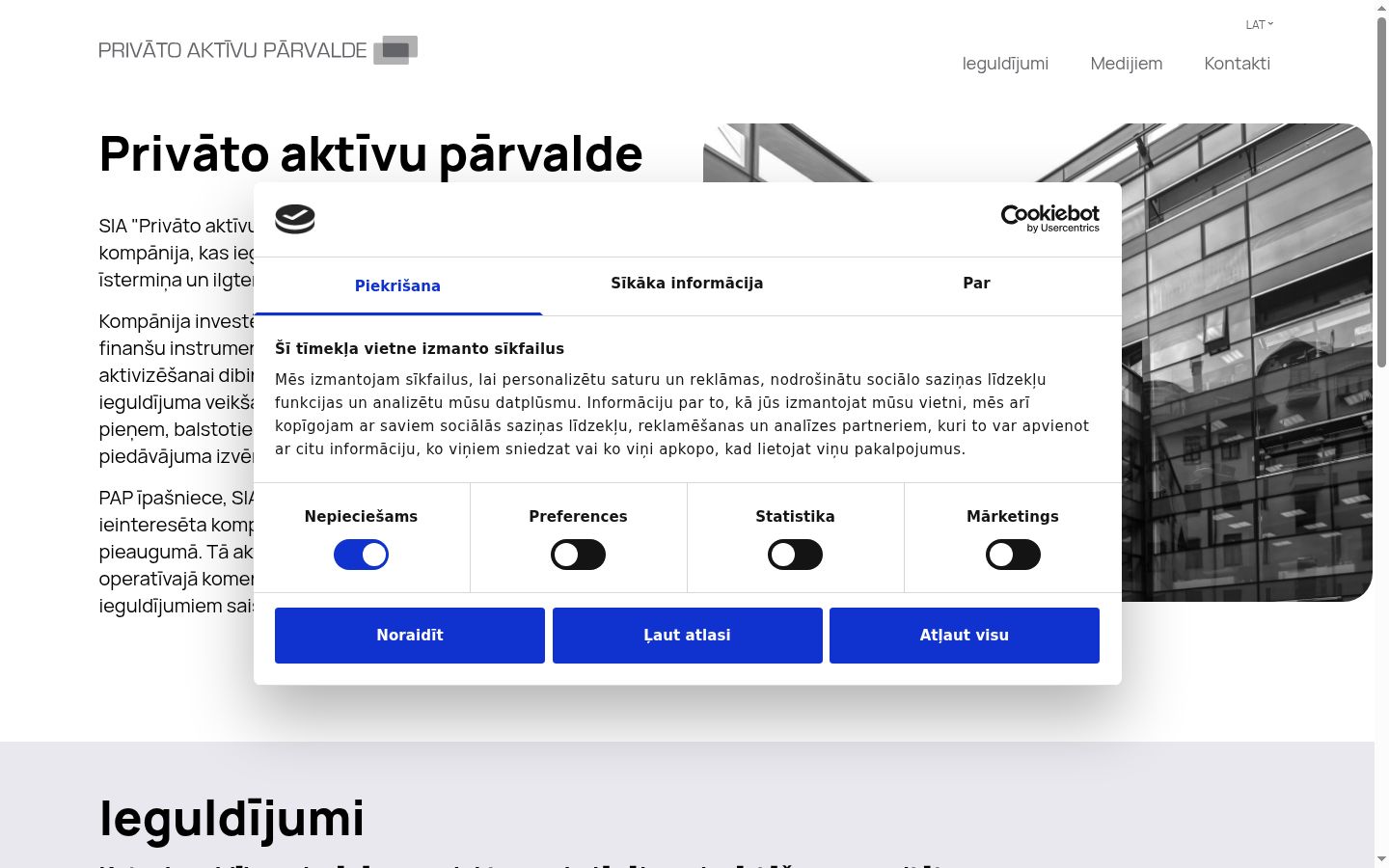 Snimka zaslona bannera za privolu prikazanog prije bilo kakve interakcije
