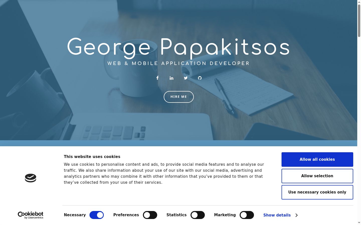 Screenshot del banner di consenso mostrato prima di qualsiasi interazione