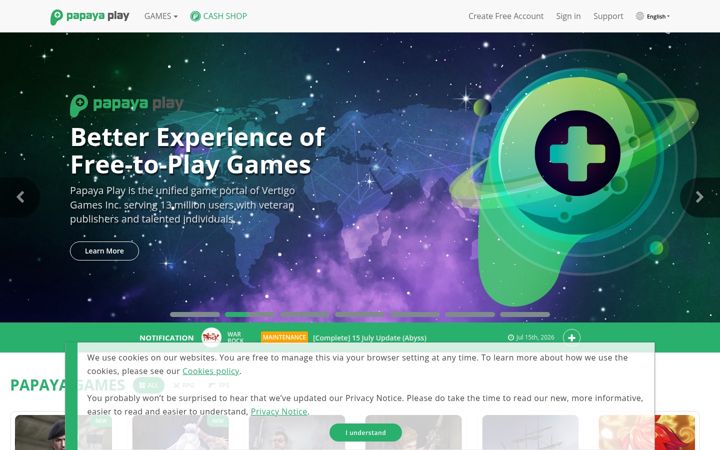Screenshot of papayaplay.com