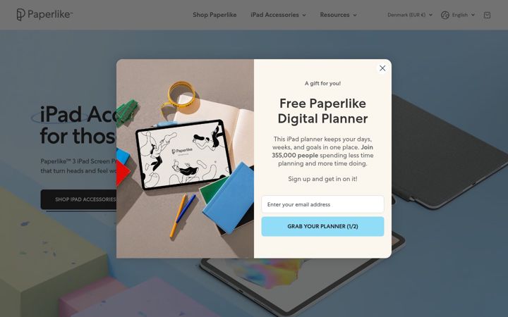 Kuvakaappaus sivustosta paperlike.com