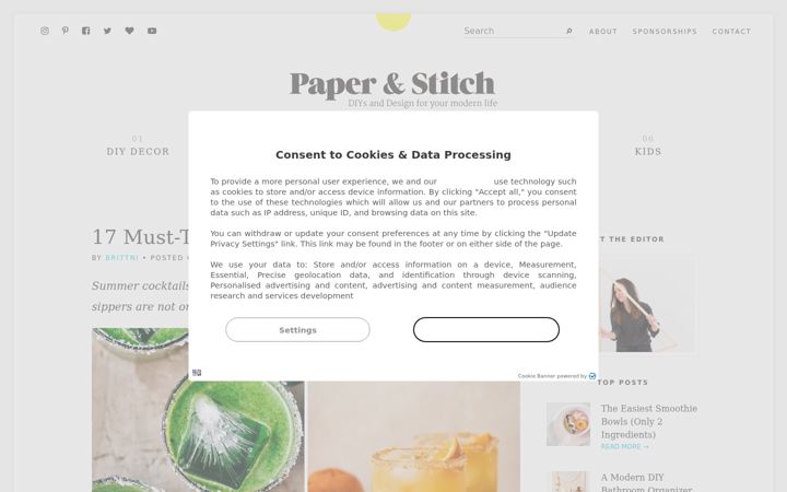 Screenshot of papernstitchblog.com