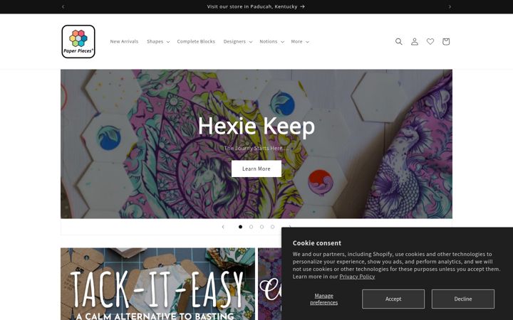 Screenshot of paperpieces.com