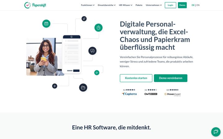 Screenshot of papershift.com