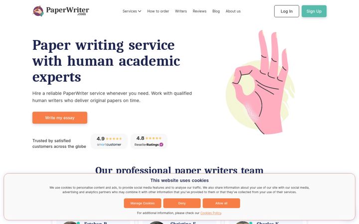 Skærmbillede af paperwriter.com