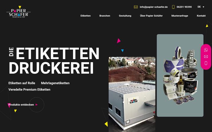 Screenshot stránky papier-schaefer.de