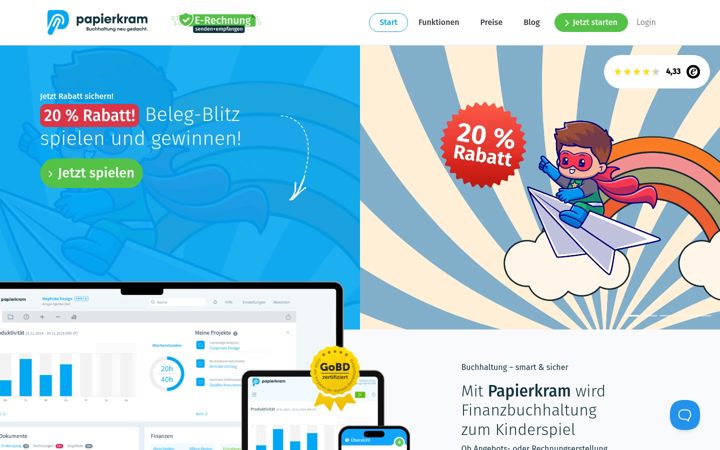 Screenshot of papierkram.de