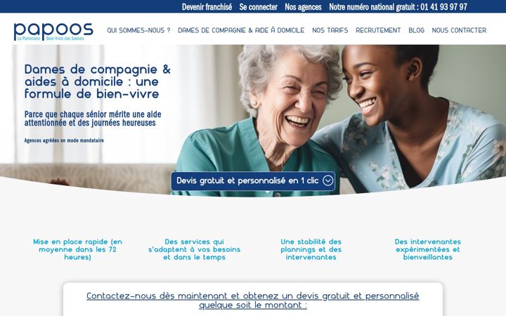Screenshot van papoos.fr