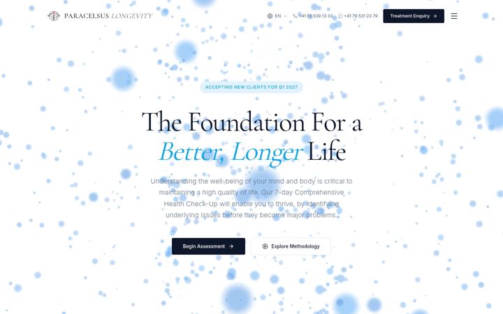 Ekraanipilt saidist paracelsus-longevity.com