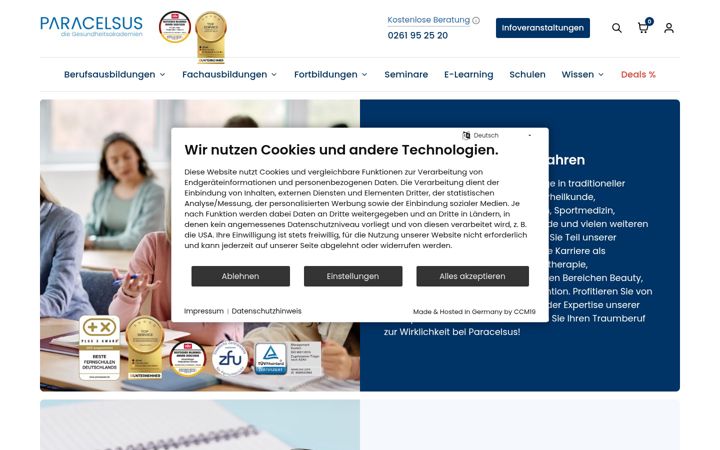 Screenshot of paracelsus.de