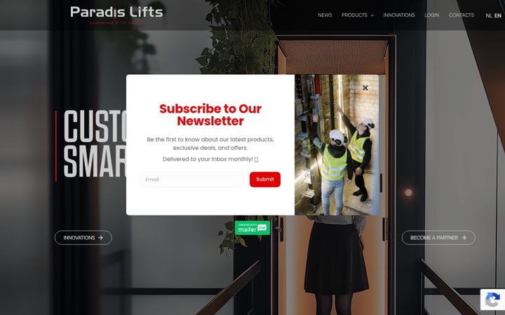 Screenshot of paradislifts.com