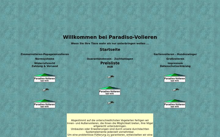 Skjermbilde av paradiso-volieren.de