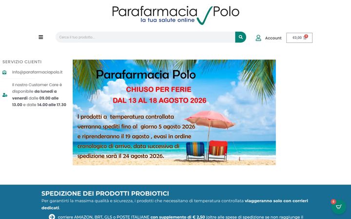 Skärmbild av parafarmaciapolo.it
