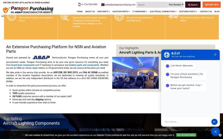 Screenshot of paragonpurchasing.com