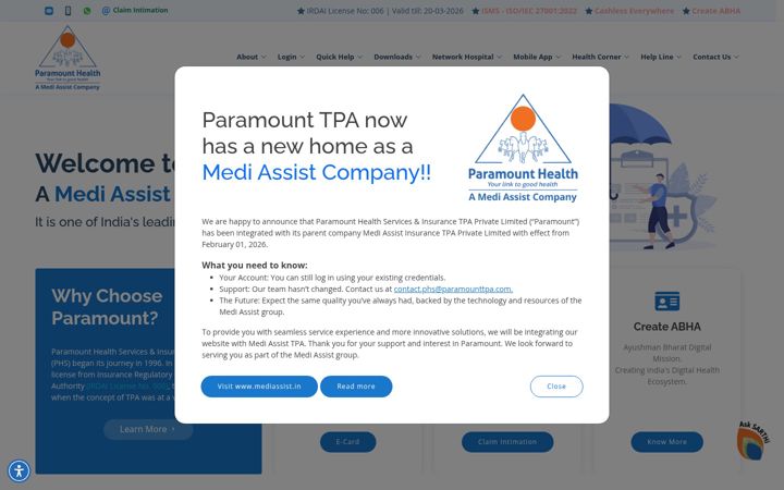 Screenshot of paramounttpa.com