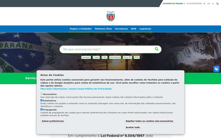 Screenshot of parana.pr.gov.br