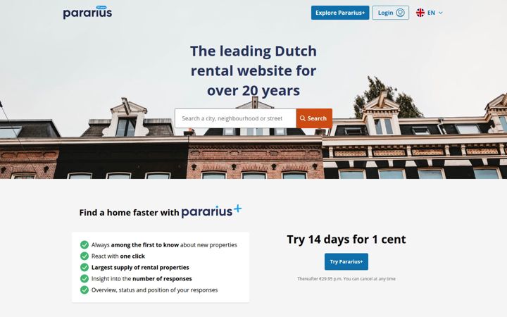 Screenshot of pararius.com