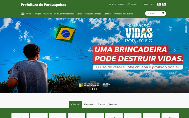 Captura de ecrã de parauapebas.pa.gov.br