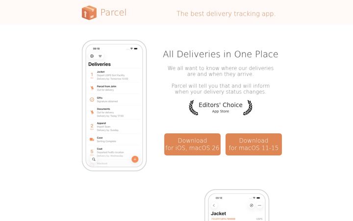 Snímek obrazovky parcelapp.net