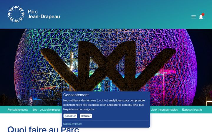 Screenshot of parcjeandrapeau.com