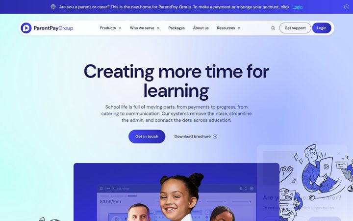 Posnetek zaslona parentpay.com