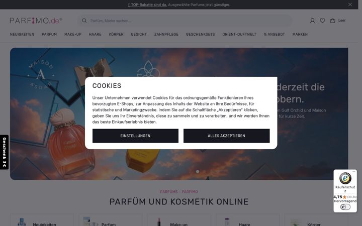 Screenshot of parfimo.de