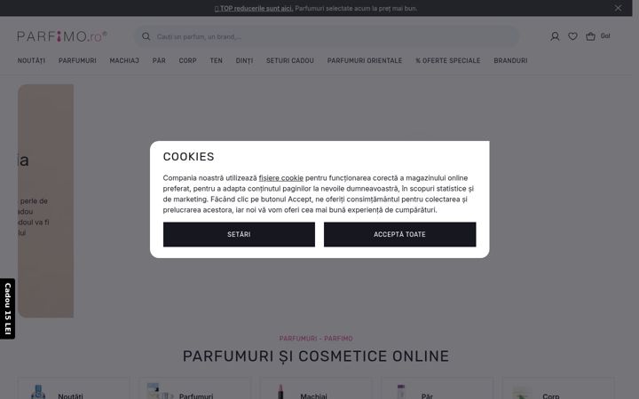 Екранна снимка на parfimo.ro