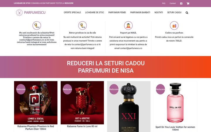 Screenshot ta' parfumescu.ro