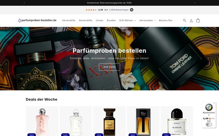 Screenshot of parfumproben-bestellen.de