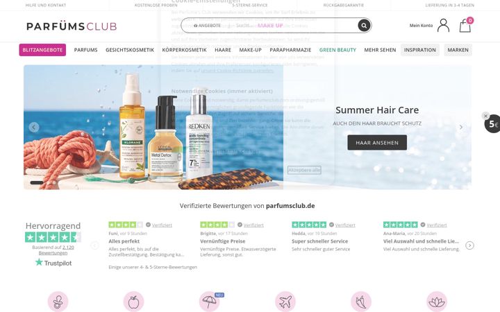 Screenshot of parfumsclub.de