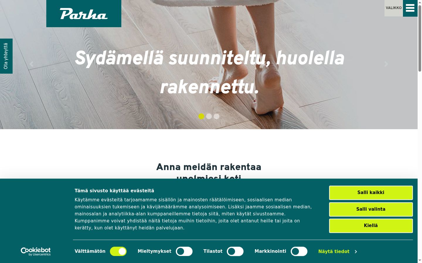 Screenshot del banner di consenso mostrato prima di qualsiasi interazione