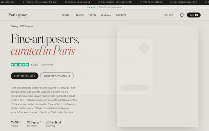 Screenshot of paris-poster.shop