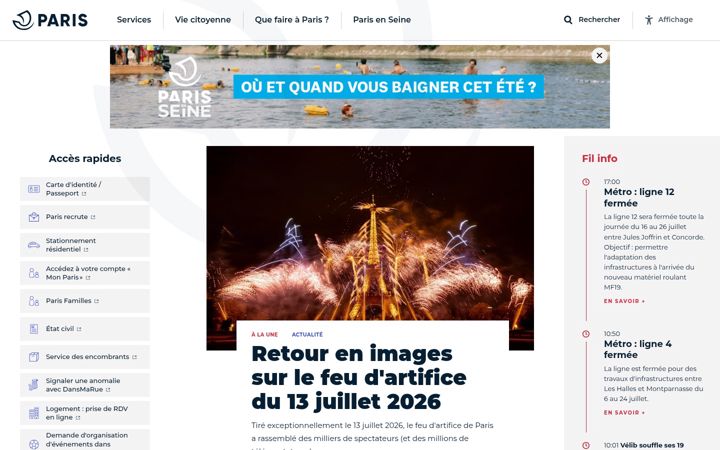 Screenshot ta' paris.fr