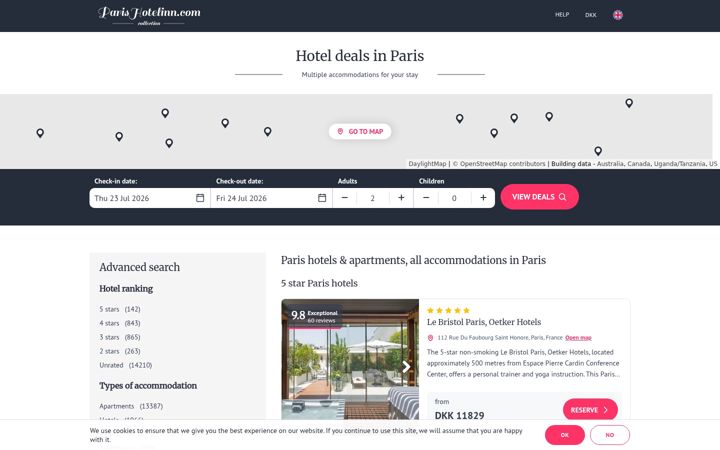 Screenshot of parishotelinn.com