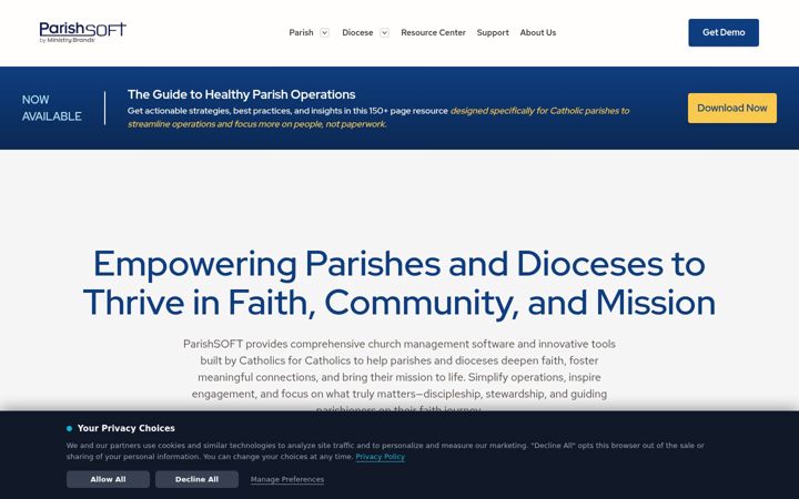 Screenshot of parishsoft.com