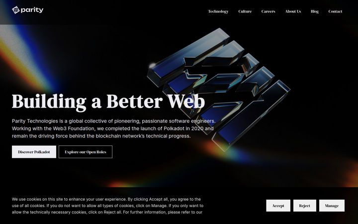 Screenshot of parity.io
