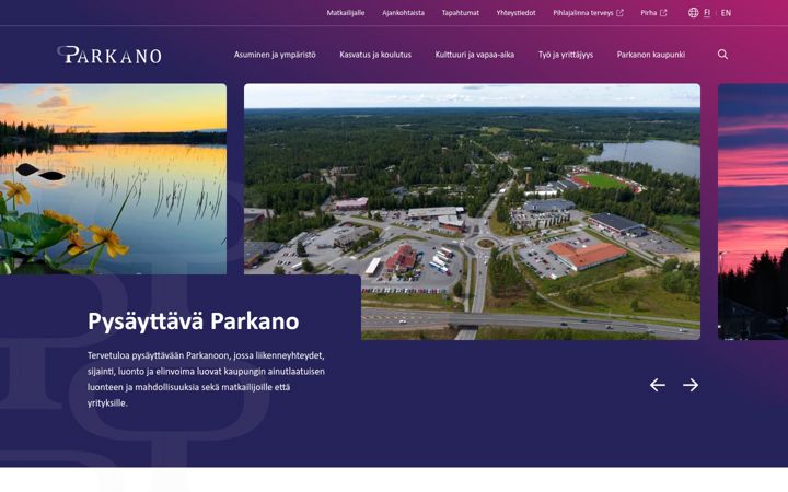 Snímek obrazovky parkano.fi
