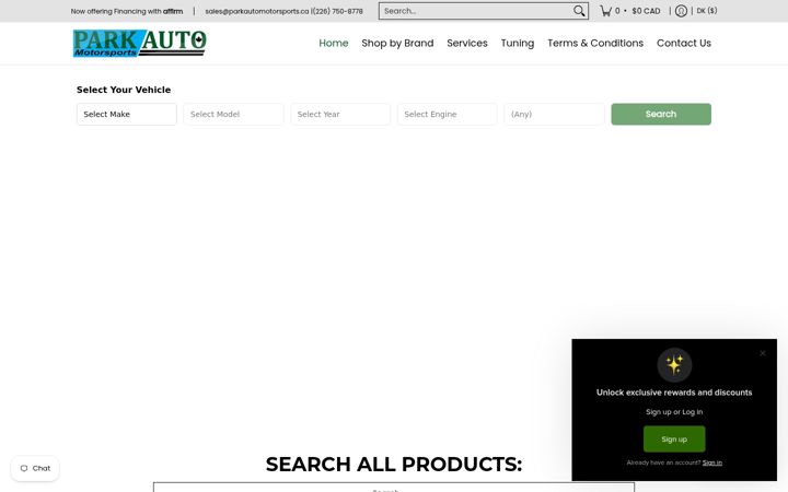 Screenshot of parkautomotorsports.ca
