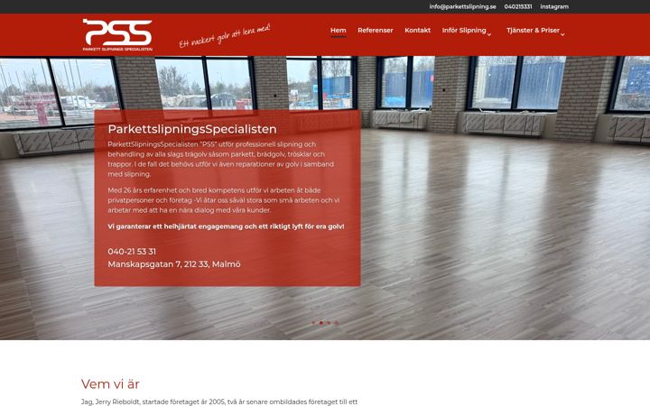 Screenshot stránky parkettslipning.se