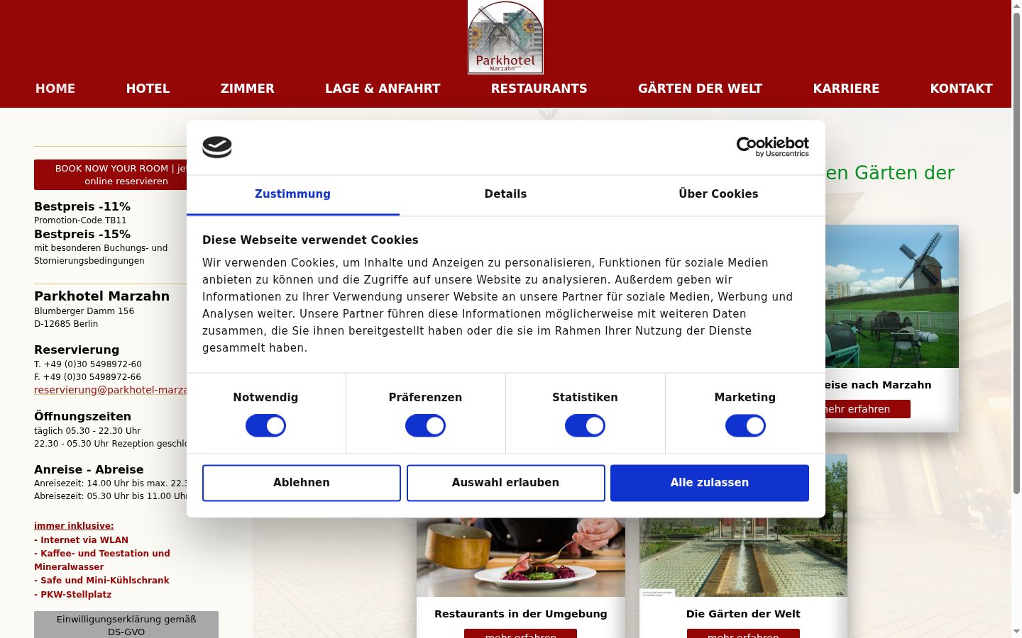 Screenshot of the consent banner shown before any interaction